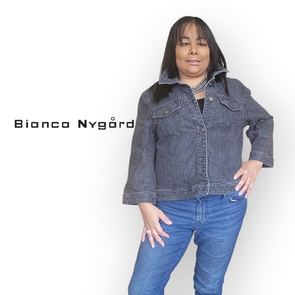 Bianca Nygard Jackets & Blazers - Bianca Nygård Blue Denim Button Up Jacket Womens Size 14